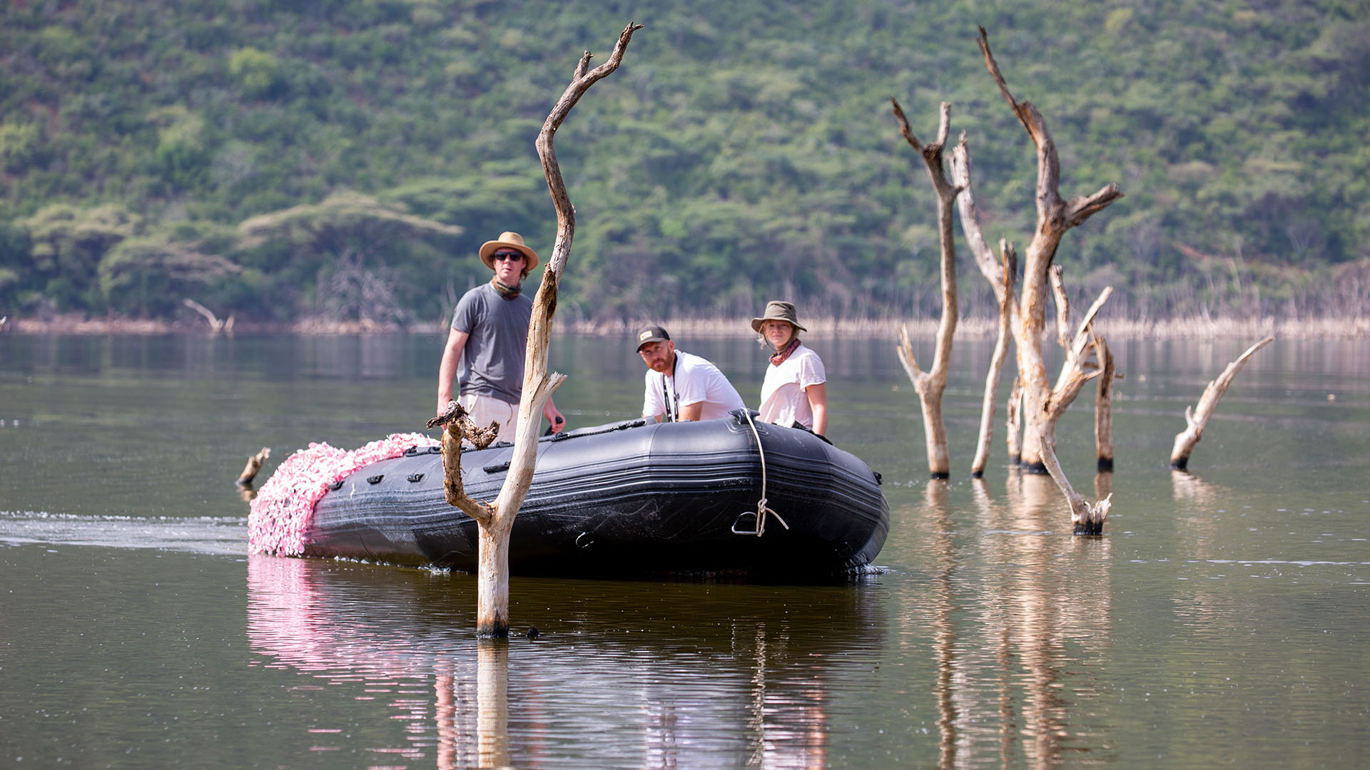 Boat Operator David Roberts, Drone Operator Adam Clarke, and Researcher Maia Sherwood-Rogers on... [Photo of the day - November 2023]