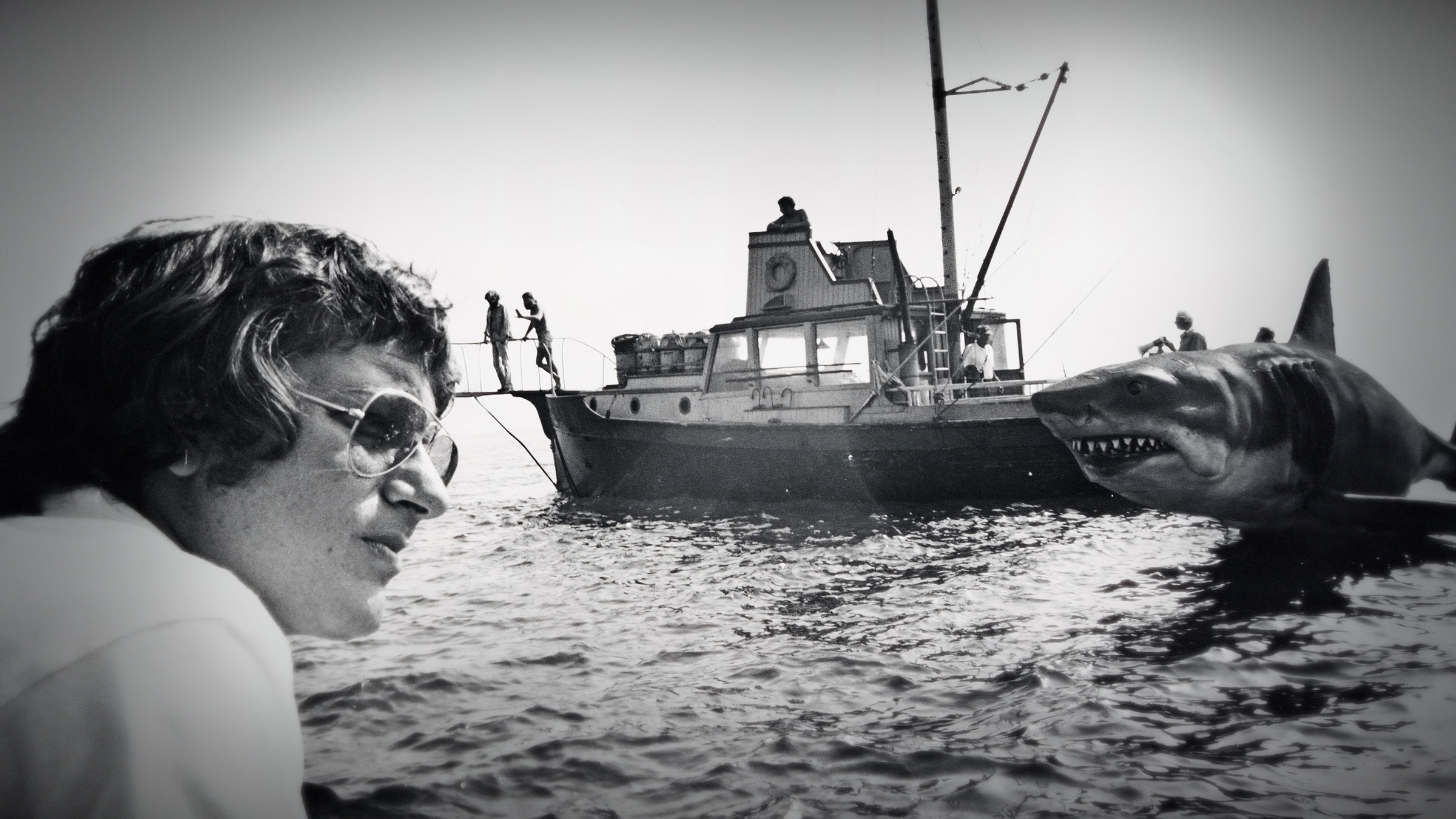 Director Steven Spielberg on the set of Jaws with the mechanical shark in the background. Image... [Photo of the day - July 2025]