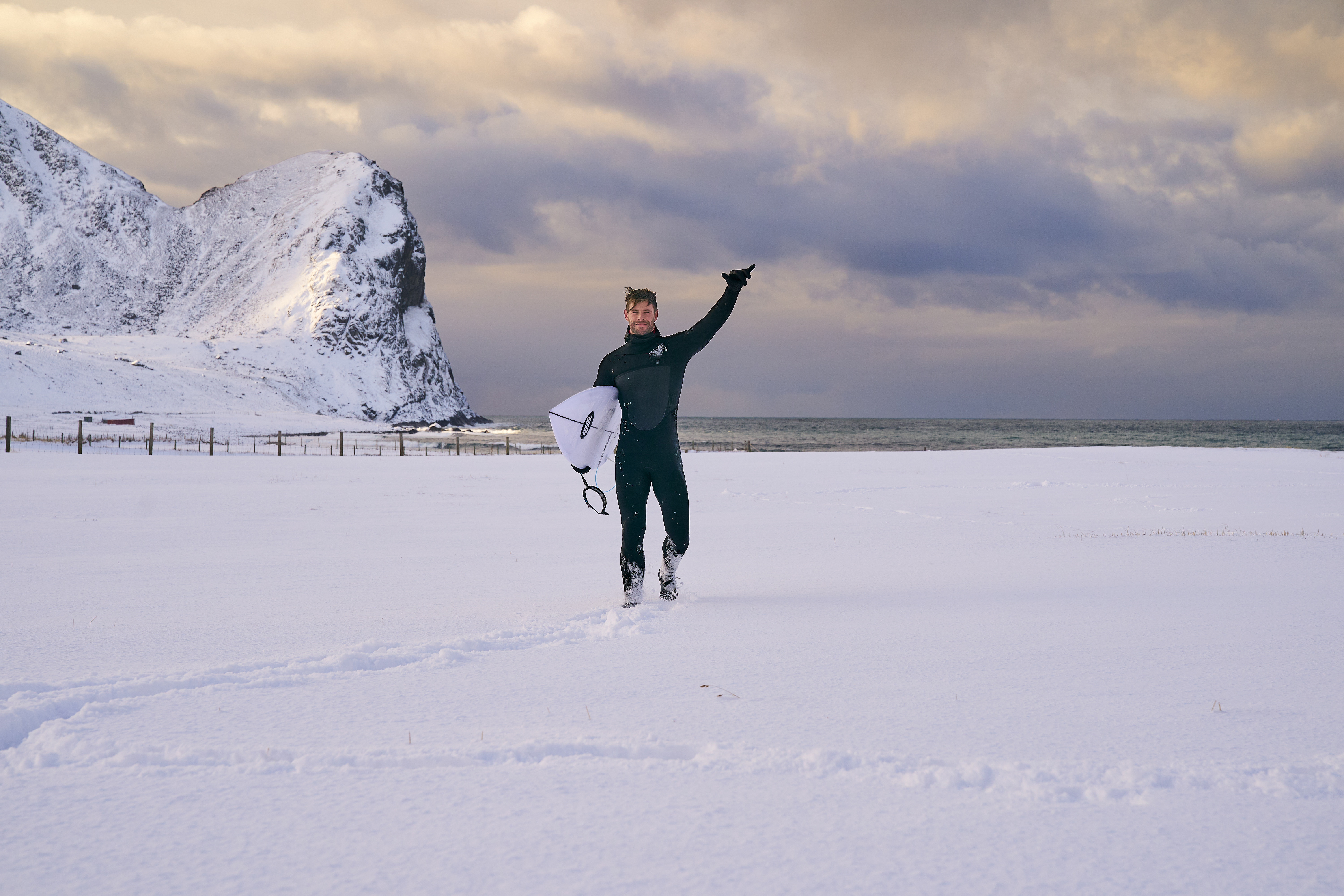 Chris Hemsworth on the snowy shore of the beach in Norway. [Photo of the day - February 2026]