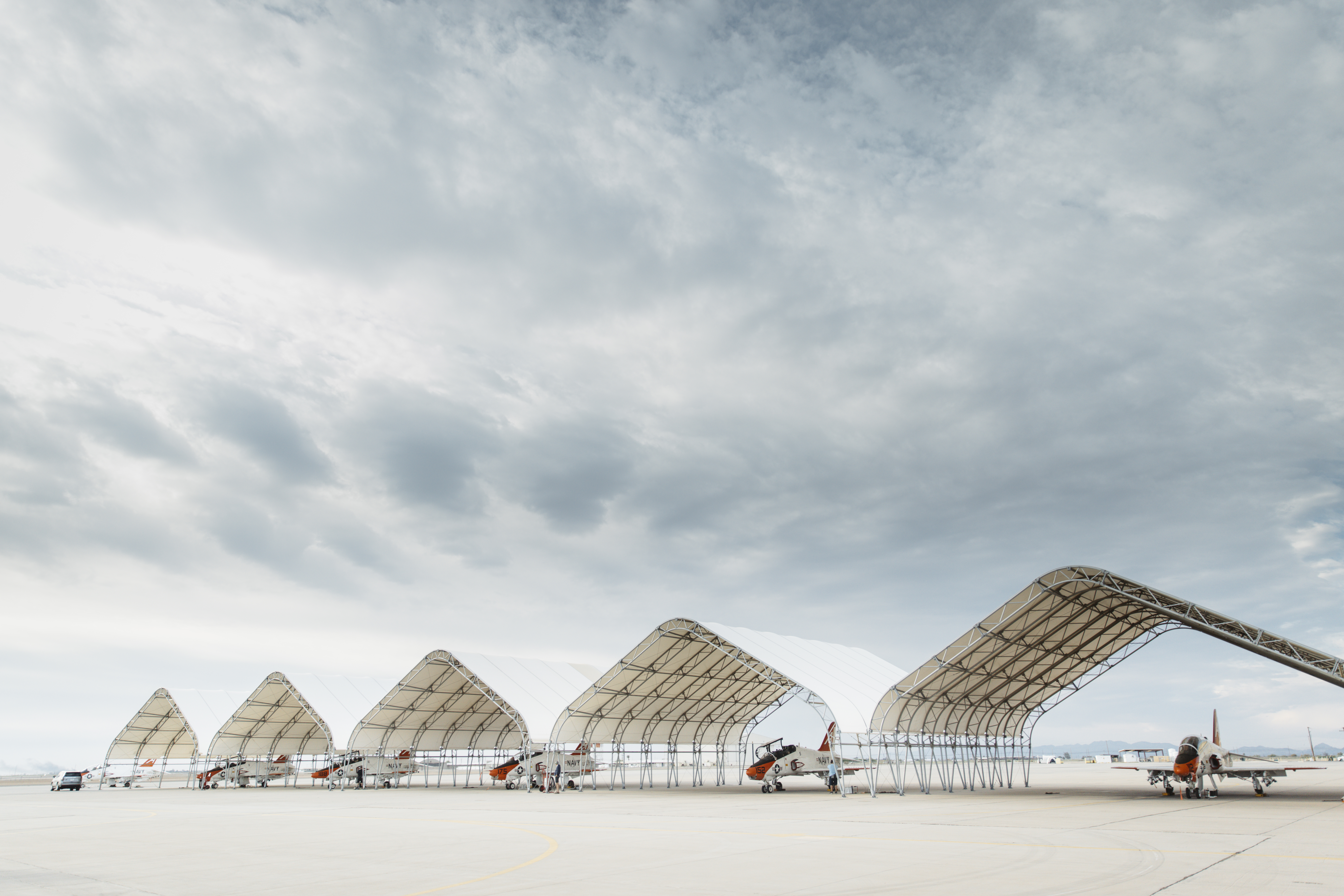 A rare cloudy day in El Centro, with T-45 jets sitting under their covering. [Photo of the day - February 2026]