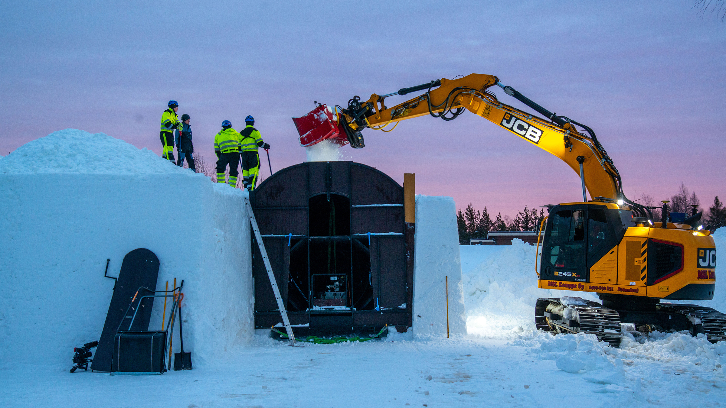 In the low light of December in Sinettä, Finland, workers begin constructing buildings made of... [Photo of the day - March 2026]
